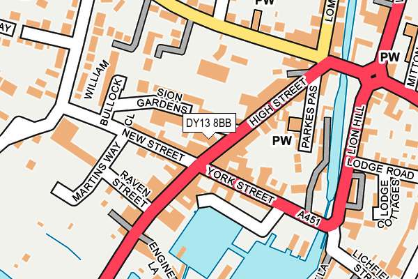 DY13 8BB map - OS OpenMap – Local (Ordnance Survey) DY13 8BB map - OS OpenMap – Local (Ordnance Survey)