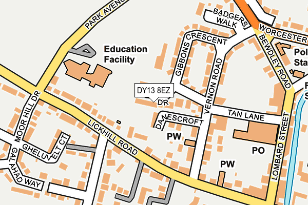 DY13 8EZ map - OS OpenMap – Local (Ordnance Survey)