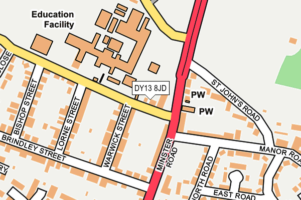 DY13 8JD map - OS OpenMap – Local (Ordnance Survey) DY13 8JD map - OS OpenMap – Local (Ordnance Survey)