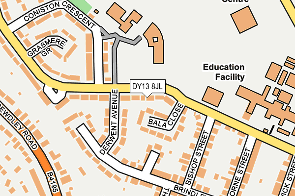 DY13 8JL map - OS OpenMap – Local (Ordnance Survey) DY13 8JL map - OS OpenMap – Local (Ordnance Survey)