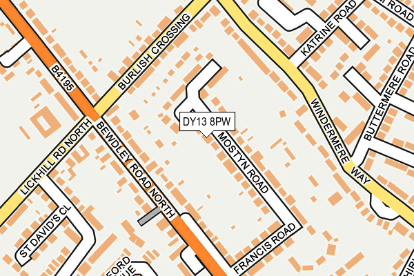 DY13 8PW map - OS OpenMap – Local (Ordnance Survey) DY13 8PW map - OS OpenMap – Local (Ordnance Survey)