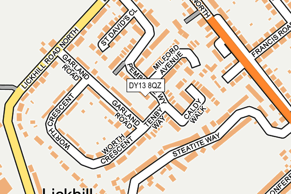 DY13 8QZ map - OS OpenMap – Local (Ordnance Survey) DY13 8QZ map - OS OpenMap – Local (Ordnance Survey)