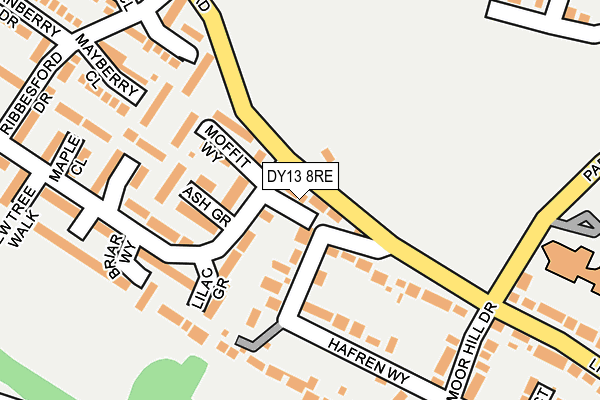 DY13 8RE map - OS OpenMap – Local (Ordnance Survey) DY13 8RE map - OS OpenMap – Local (Ordnance Survey)