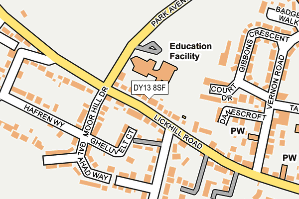 DY13 8SF map - OS OpenMap – Local (Ordnance Survey) DY13 8SF map - OS OpenMap – Local (Ordnance Survey)