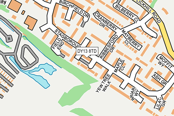 DY13 8TD map - OS OpenMap – Local (Ordnance Survey) DY13 8TD map - OS OpenMap – Local (Ordnance Survey)