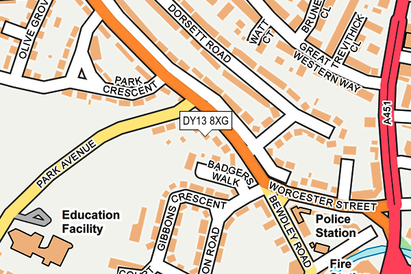 DY13 8XG map - OS OpenMap – Local (Ordnance Survey) DY13 8XG map - OS OpenMap – Local (Ordnance Survey)