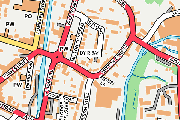 DY13 9AY map - OS OpenMap – Local (Ordnance Survey) DY13 9AY map - OS OpenMap – Local (Ordnance Survey)