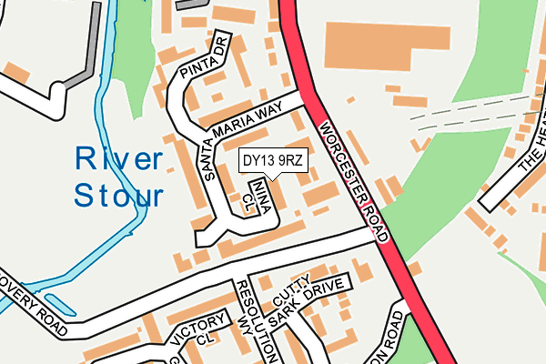 DY13 9RZ map - OS OpenMap – Local (Ordnance Survey)