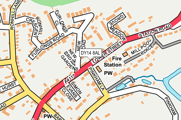 DY14 8AL map - OS OpenMap – Local (Ordnance Survey) DY14 8AL map - OS OpenMap – Local (Ordnance Survey)
