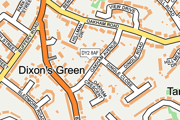 DY2 8AF map - OS OpenMap – Local (Ordnance Survey) DY2 8AF map - OS OpenMap – Local (Ordnance Survey)