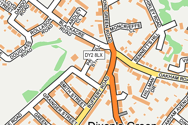 DY2 8LX map - OS OpenMap – Local (Ordnance Survey) DY2 8LX map - OS OpenMap – Local (Ordnance Survey)