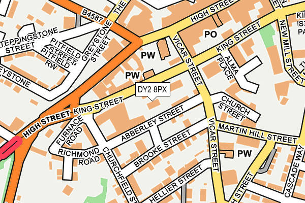 DY2 8PX map - OS OpenMap – Local (Ordnance Survey) DY2 8PX map - OS OpenMap – Local (Ordnance Survey)