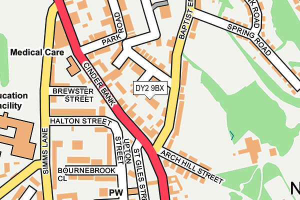 DY2 9BX map - OS OpenMap – Local (Ordnance Survey) DY2 9BX map - OS OpenMap – Local (Ordnance Survey)