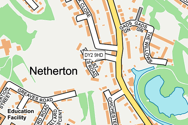 DY2 9HD map - OS OpenMap – Local (Ordnance Survey) DY2 9HD map - OS OpenMap – Local (Ordnance Survey)