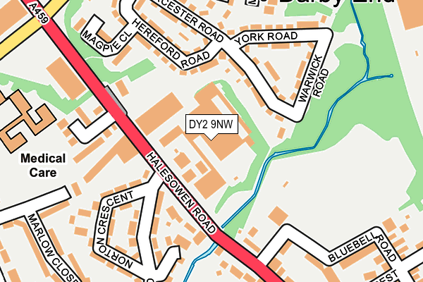DY2 9NW map - OS OpenMap – Local (Ordnance Survey) DY2 9NW map - OS OpenMap – Local (Ordnance Survey)