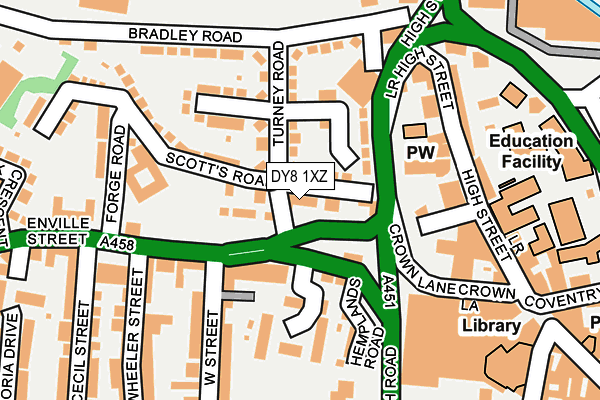 DY8 1XZ map - OS OpenMap – Local (Ordnance Survey) DY8 1XZ map - OS OpenMap – Local (Ordnance Survey)
