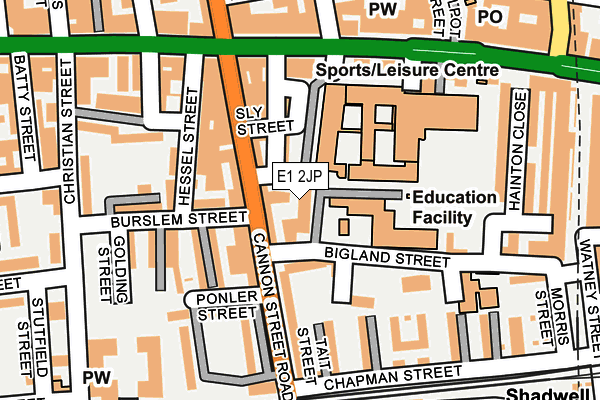 E1 2JP map - OS OpenMap – Local (Ordnance Survey)