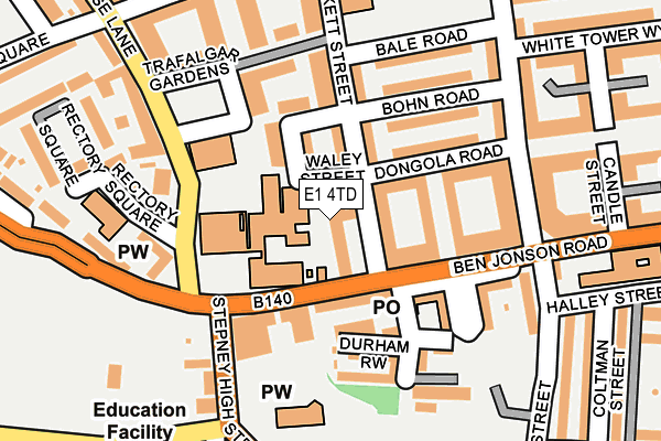 E1 4TD map - OS OpenMap – Local (Ordnance Survey)