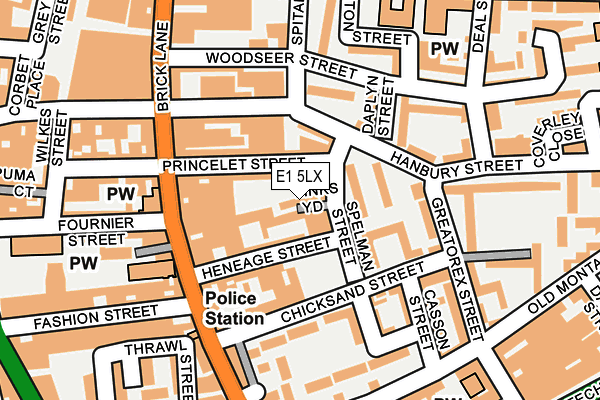E1 5LX map - OS OpenMap – Local (Ordnance Survey)