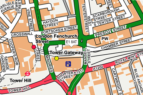 E1 8AT map - OS OpenMap – Local (Ordnance Survey)