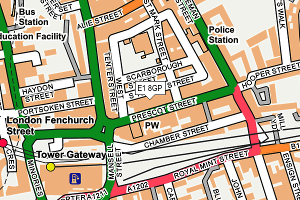 E1 8GP map - OS OpenMap – Local (Ordnance Survey)