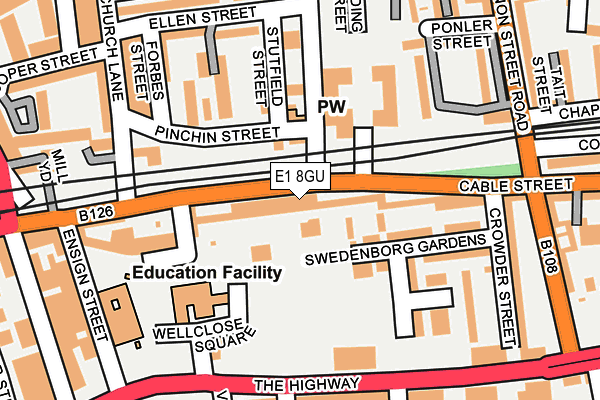 E1 8GU map - OS OpenMap – Local (Ordnance Survey) E1 8GU map - OS OpenMap – Local (Ordnance Survey)