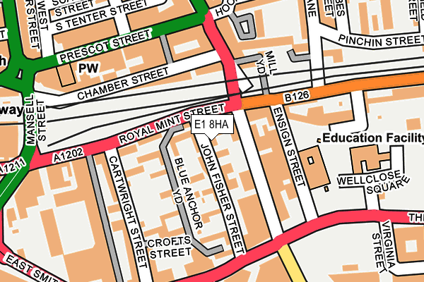 E1 8HA map - OS OpenMap – Local (Ordnance Survey)