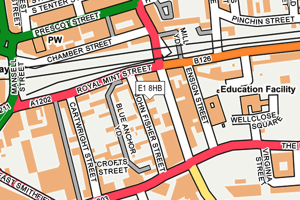 E1 8HB map - OS OpenMap – Local (Ordnance Survey)