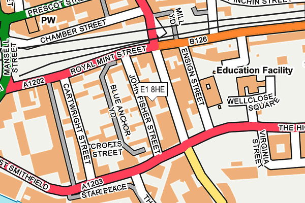 E1 8HE map - OS OpenMap – Local (Ordnance Survey) E1 8HE map - OS OpenMap – Local (Ordnance Survey)