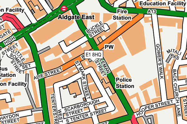 E1 8HQ map - OS OpenMap – Local (Ordnance Survey) E1 8HQ map - OS OpenMap – Local (Ordnance Survey)