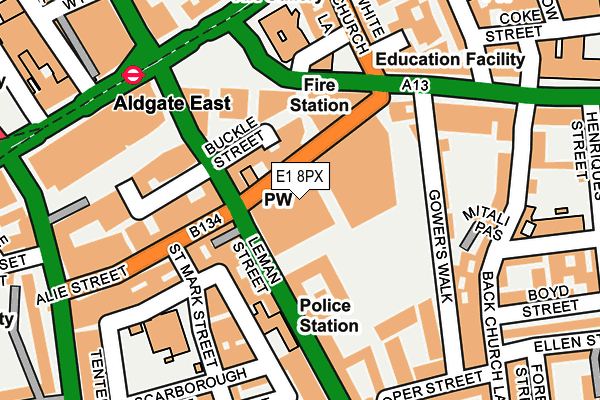 E1 8PX map - OS OpenMap – Local (Ordnance Survey) E1 8PX map - OS OpenMap – Local (Ordnance Survey)