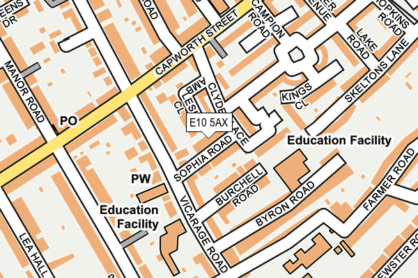 E10 5AX map - OS OpenMap – Local (Ordnance Survey) E10 5AX map - OS OpenMap – Local (Ordnance Survey)