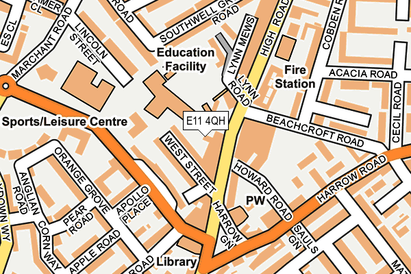 E11 4QH map - OS OpenMap – Local (Ordnance Survey) E11 4QH map - OS OpenMap – Local (Ordnance Survey)