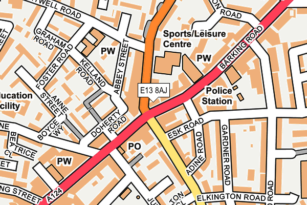 E13 8AJ map - OS OpenMap – Local (Ordnance Survey)
