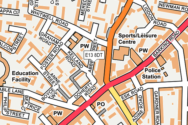 E13 8DT map - OS OpenMap – Local (Ordnance Survey)