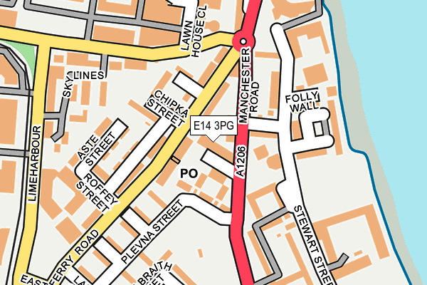 E14 3PG map - OS OpenMap – Local (Ordnance Survey)