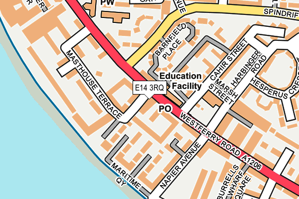 E14 3RQ map - OS OpenMap – Local (Ordnance Survey)