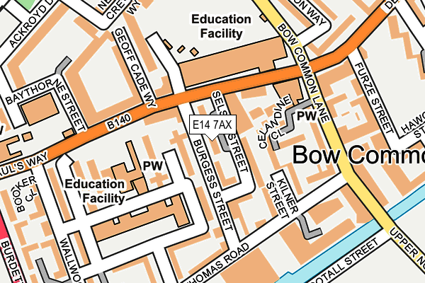 E14 7AX map - OS OpenMap – Local (Ordnance Survey)