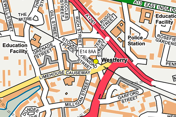 E14 8AA map - OS OpenMap – Local (Ordnance Survey) E14 8AA map - OS OpenMap – Local (Ordnance Survey)