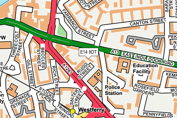 E14 8DT map - OS OpenMap – Local (Ordnance Survey)