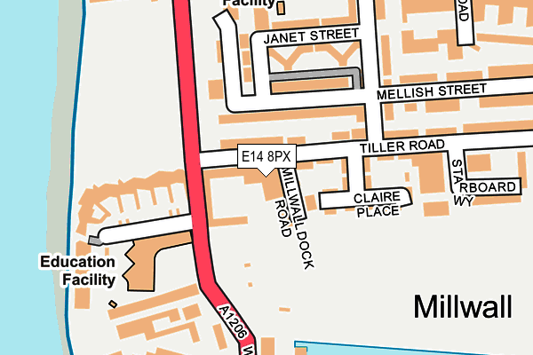 E14 8PX map - OS OpenMap – Local (Ordnance Survey)