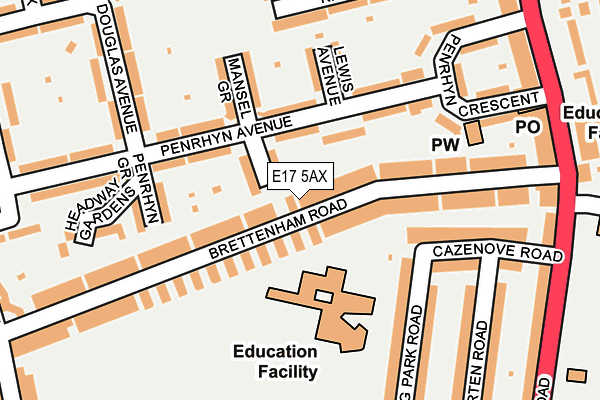 E17 5AX map - OS OpenMap – Local (Ordnance Survey) E17 5AX map - OS OpenMap – Local (Ordnance Survey)