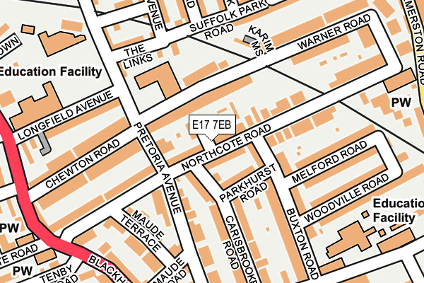 E17 7EB map - OS OpenMap – Local (Ordnance Survey) E17 7EB map - OS OpenMap – Local (Ordnance Survey)
