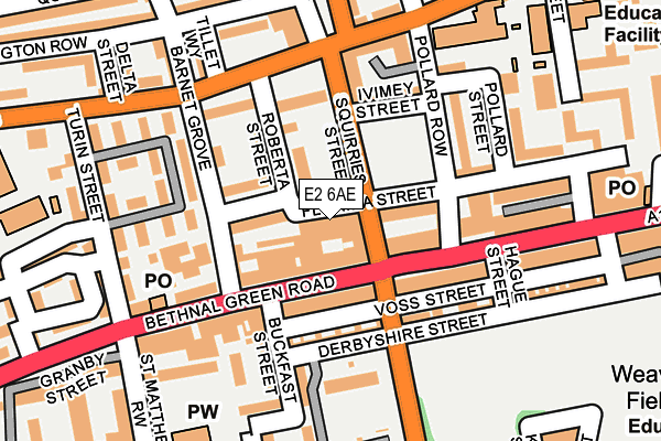 E2 6AE map - OS OpenMap – Local (Ordnance Survey)