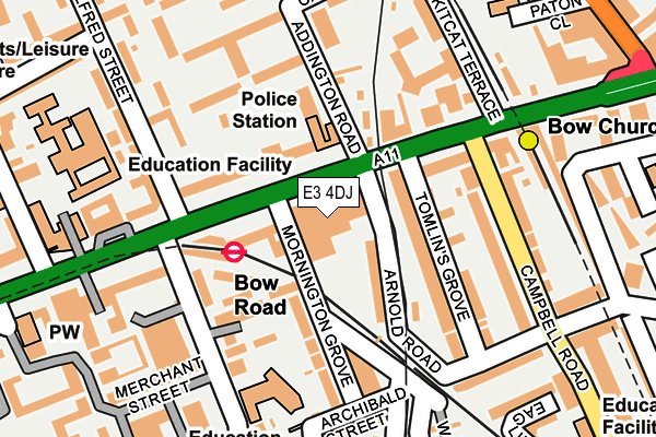 E3 4DJ map - OS OpenMap – Local (Ordnance Survey)