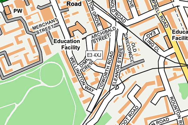 E3 4XJ map - OS OpenMap – Local (Ordnance Survey)