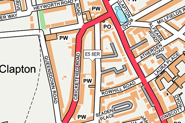 E5 8ER map - OS OpenMap – Local (Ordnance Survey) E5 8ER map - OS OpenMap – Local (Ordnance Survey)