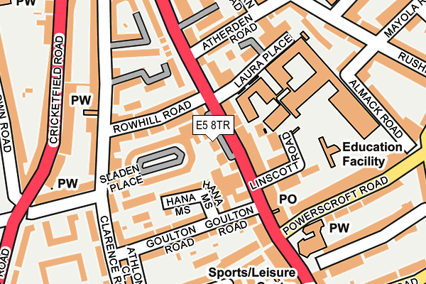 E5 8TR map - OS OpenMap – Local (Ordnance Survey) E5 8TR map - OS OpenMap – Local (Ordnance Survey)
