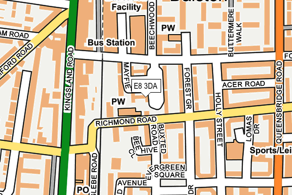 E8 3DA map - OS OpenMap – Local (Ordnance Survey) E8 3DA map - OS OpenMap – Local (Ordnance Survey)