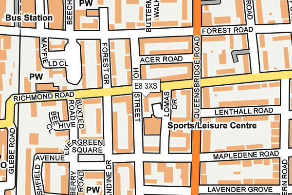 E8 3XS map - OS OpenMap – Local (Ordnance Survey)